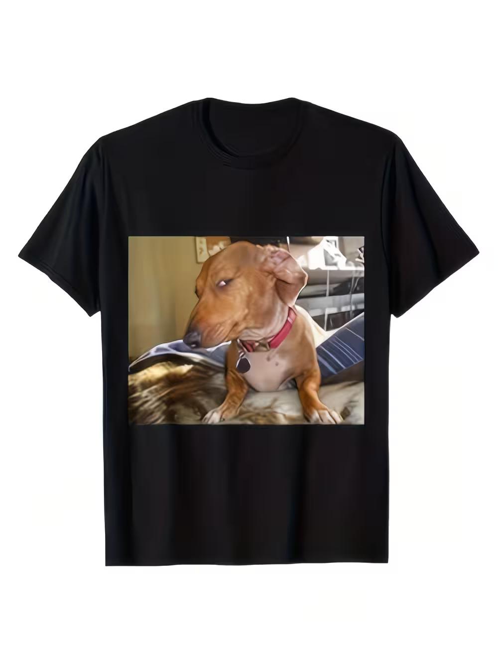 

Funny Exaggerated Side-Eye Dog Pattern Unisex T-Shirt - Casual Short Sleeve XL