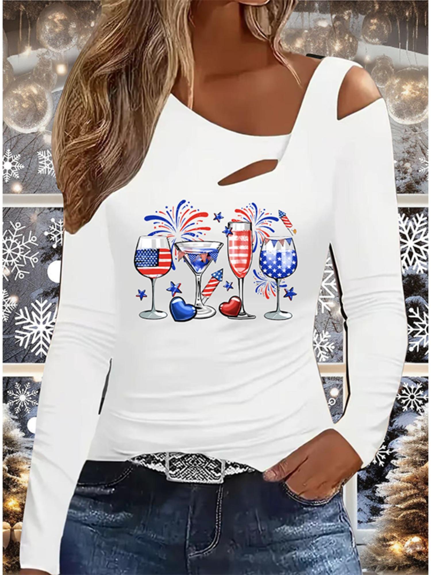 

Осень и Зима Женский Новый Повседневный Топ с Длинным Рукавом Рождественский Узор Идеальный Подарок на Хэллоуин Рождество Футболка S белый