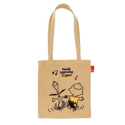 8401 Snoopy Recycled Cotton Embroidery Mini Tote IP Baby Lou Peanuts 9L 03 Beige [Route Tote]