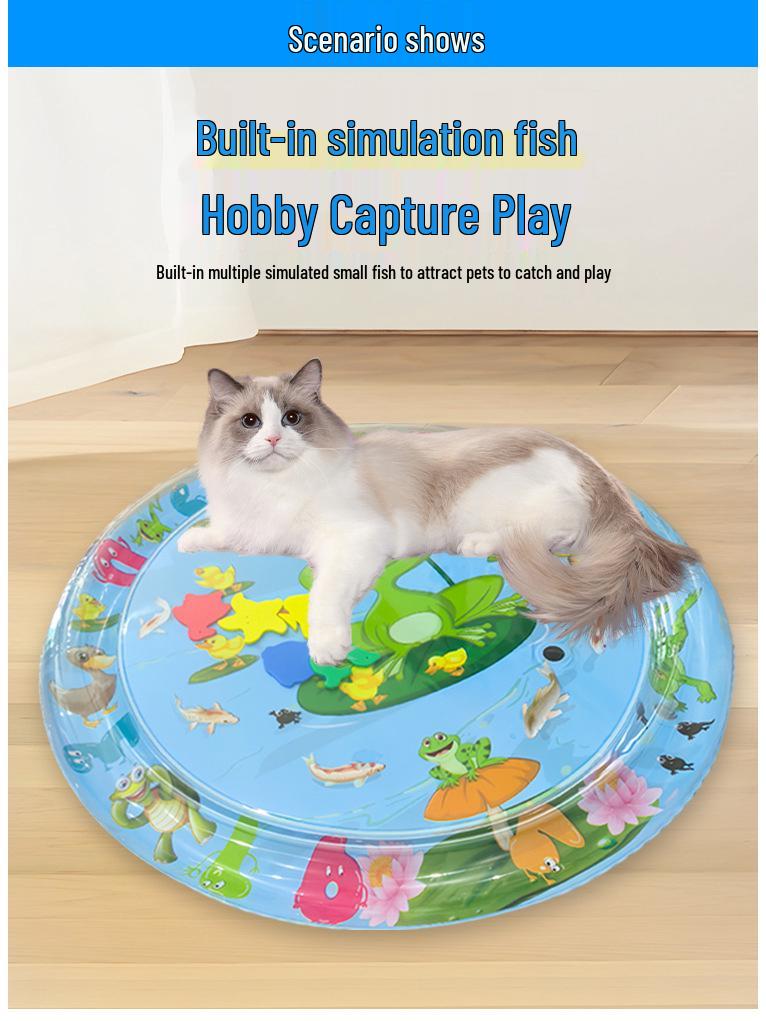 Cartoon Round Inflatable PVC Ice Pad for Cats & Dogs - Scratch-Resistant, Water-Injectable & Thickened
