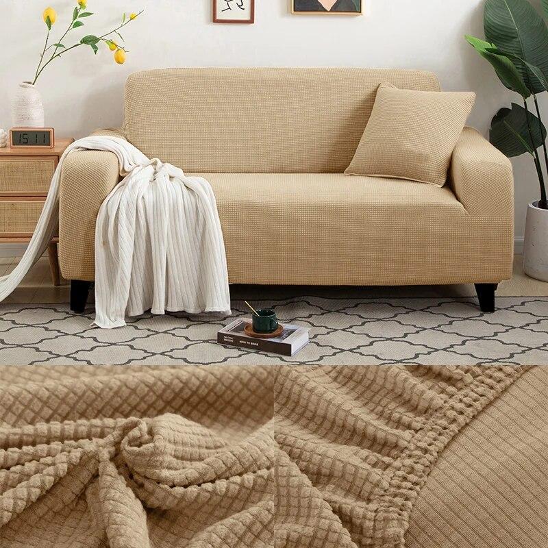 Sofa Cover for Living Room Thick Elastic Polar Fleece Cover for Sofa Couch Armchair 1/2/3/4 Seat L Shaped Corner Sofa Cover