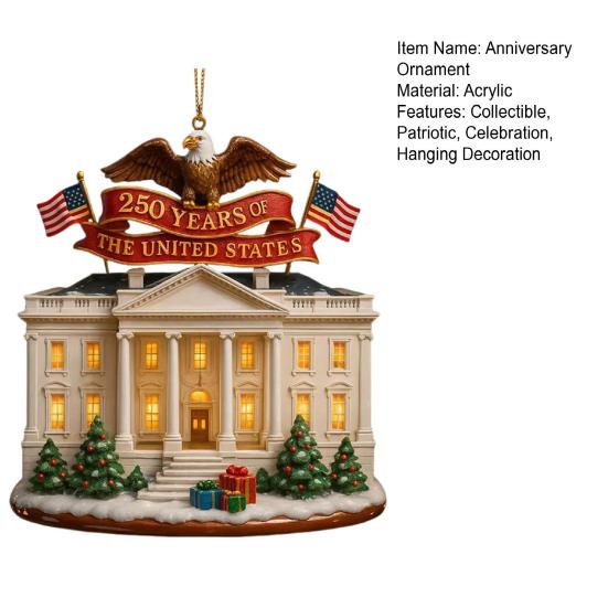 US 250th Anniversary Ornament Patriotic Xmas Tree Hanging Decor Collectible Keepsake Gift for Patriots History Lovers Veterans