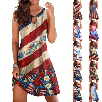 Modisches Lässiges Damenkleid mit Unabhängigkeitstag-Print
