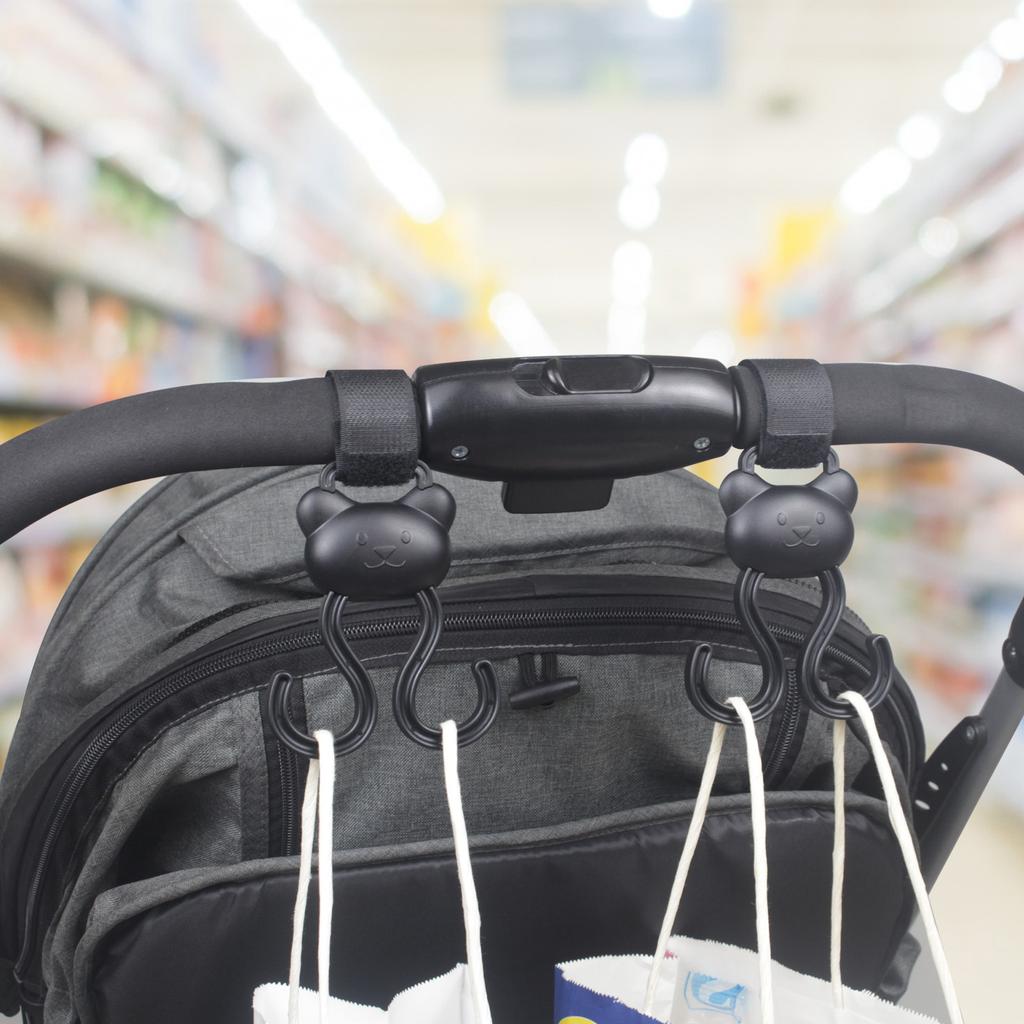 Adjustable Stroller Accessory Hanger Clip Double Hook Designing Easy Installation No Tools Required for Busy Parents