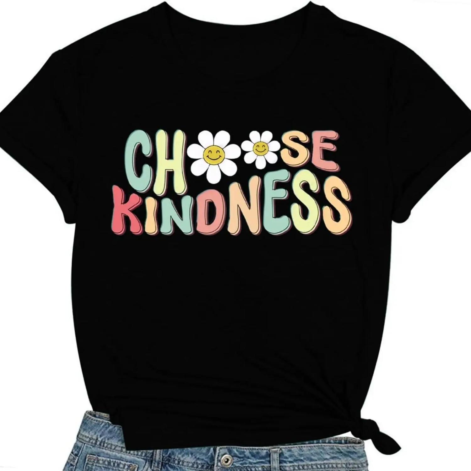 Be Kind Shirt for Women Kindness Teacher Shirts Choose Kindness Tshirts Cute Kindness Tee Tops S чёрный