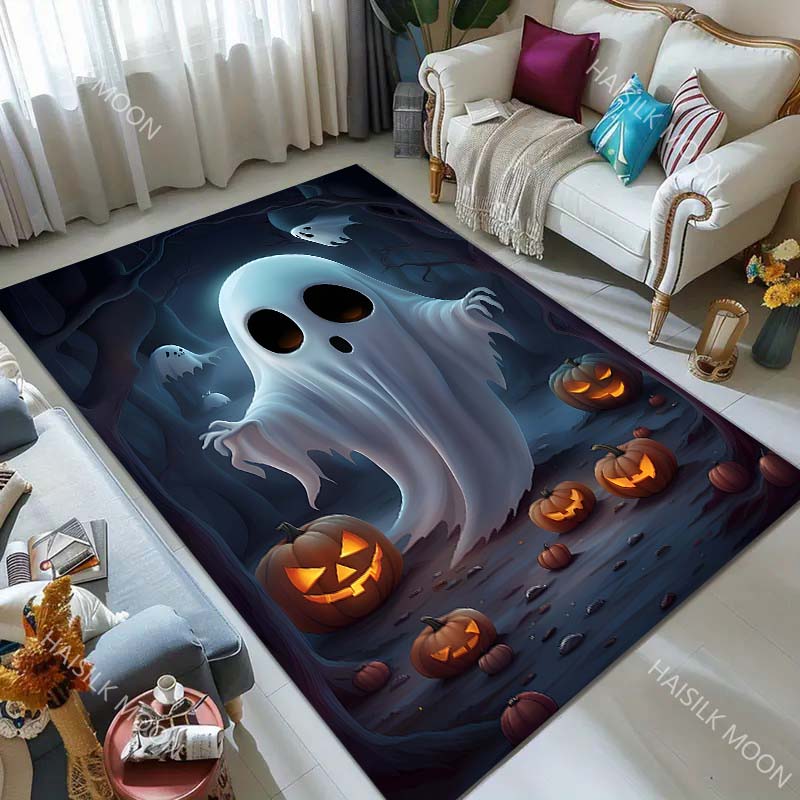 Multi Size Cute Ghost Halloween Theme Carpet for Living Room Bedroom Bedside Floor Mat Cloakroom Sofa Area Rugs for Gifts