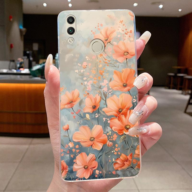 For Huawei Honor 8C Case BKK-LX2 BKK-LX1 BKK-L21 Back Cover Clear Luxury Butterfly Fashion Flowers Soft TPU Silicone Phone Case