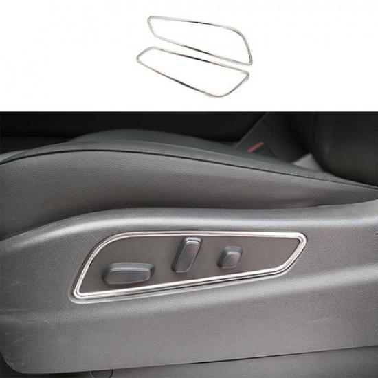 2pc Button Frame Trim Steel Silver Seat Adjust Handle For Cadillac XT6 -