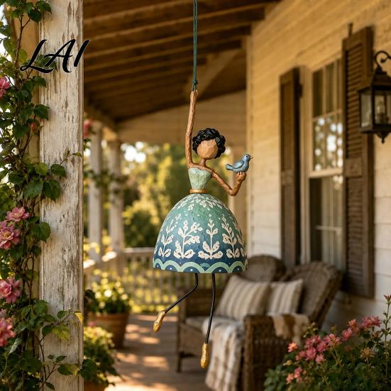 Outdoor Garden Decoration Dancing Lady Hanging Ornament for Home Decor Elegant Art Sculpture Creative Gift Dancers Pendant Indoor Window Porch