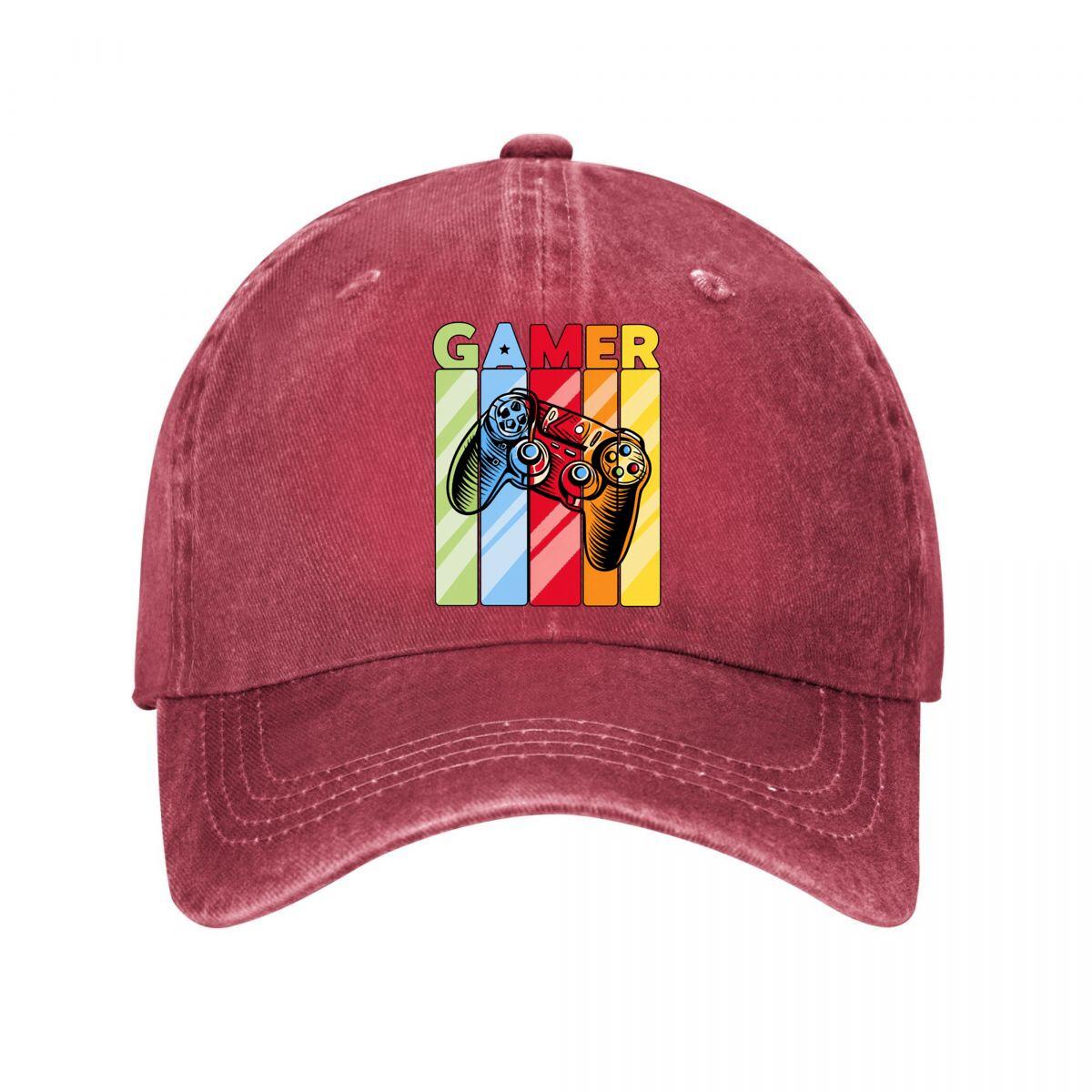 Gamer Colorful Retro Game Controller Graphic Washed Baseball Cap Outdoor For Womens Unisex FeUnisex One Size