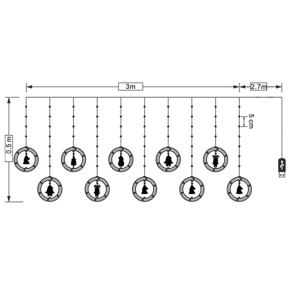 USB Powered Christmas Star Light String Flexibily Cartoon Christmas Tree Lamp Dimmable Hangable LED String Lights Birthday Party