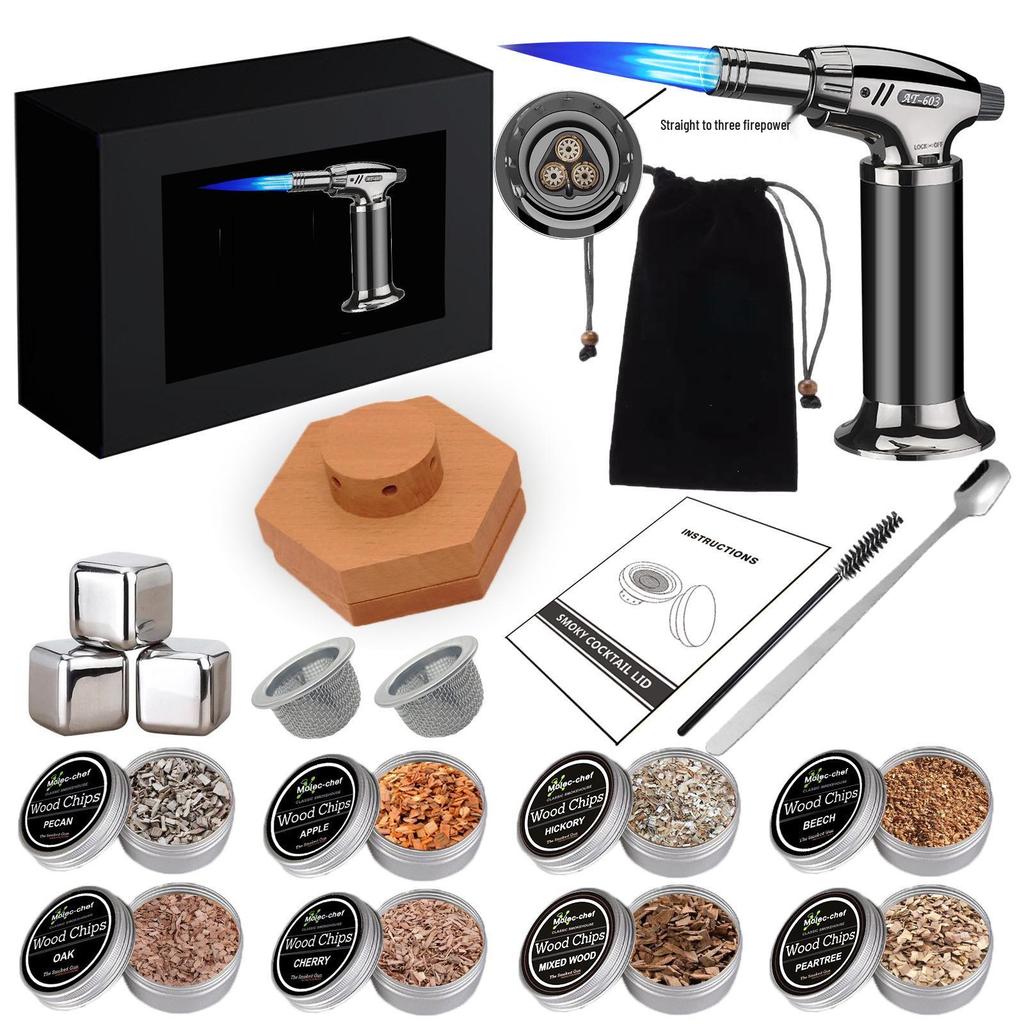 Oak Wood Cocktail Smoker Kit with Wood Chips and Lid