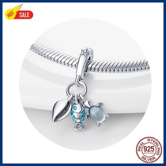 100% 925 Sterling Silver Firefly Charms Evil Eye Air Balloon Blue Charms FitNew Original Bracelet DIY Jewelry Making