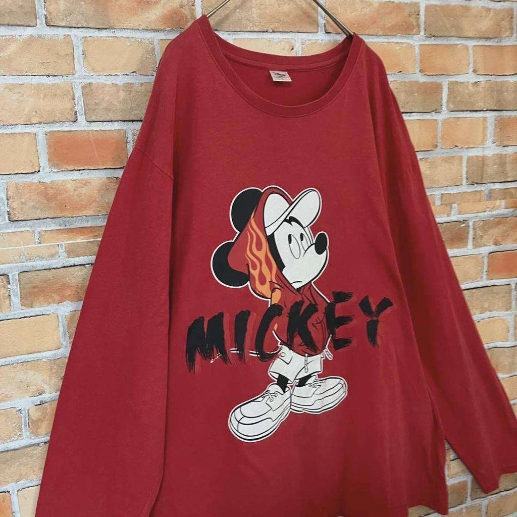 [USED] Disney Mickey Mouse Fire Pattern Street Long Sleeve T-Shirt