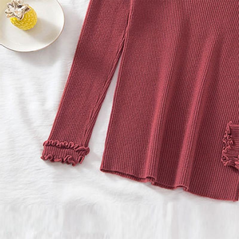 Autumn Winter Loose Short Outer V Neck Long Sleeve Solid Color Single Breasted Knitted Cardigan