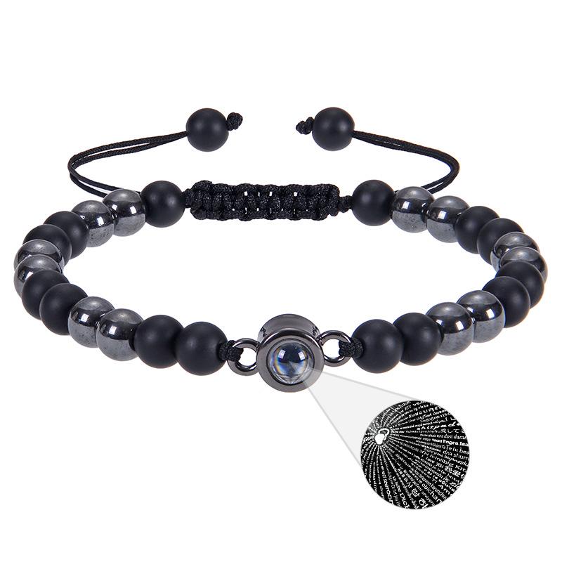 

Браслет из бусин с проекцией Я люблю тебя на 100 языках с тигровым глазом и картами