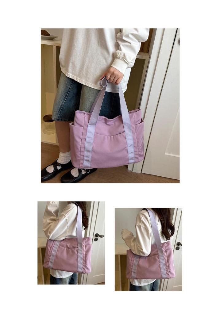 Women's Pink Canvas Tote Bag - Large Capacity, Versatile Shoulder Handbag for Commuting (2026 New Style)