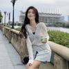 Medium To Long V-neck Knitted Top for Women, Versatile for Spring and Summer, Thin for Outdoor Wear, Sun Protection and Air Conditioning Cover