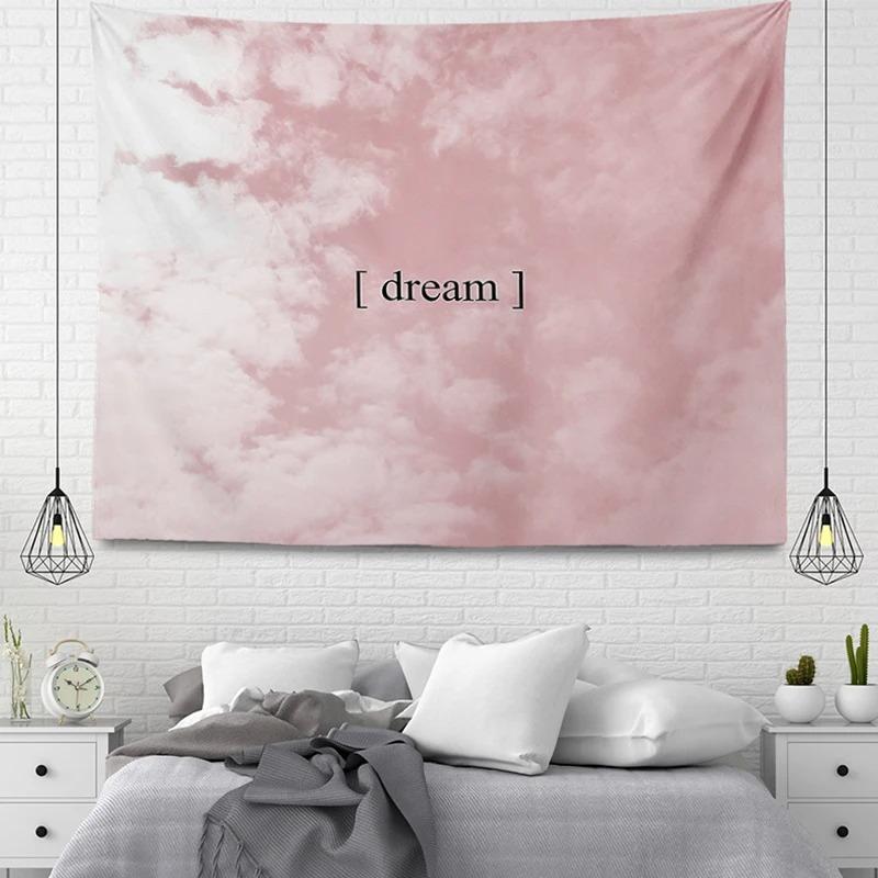 Pink Simple Illustration Decorative Tapestry Home Wall Decoration Office Living Room Tapestry