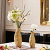 Goldene Blattvase Europäischer Stil Heimdekoration Keramikvase Wohnzimmer Eingangsbereich Handwerk Dekoratives Ornament Blumenhalter