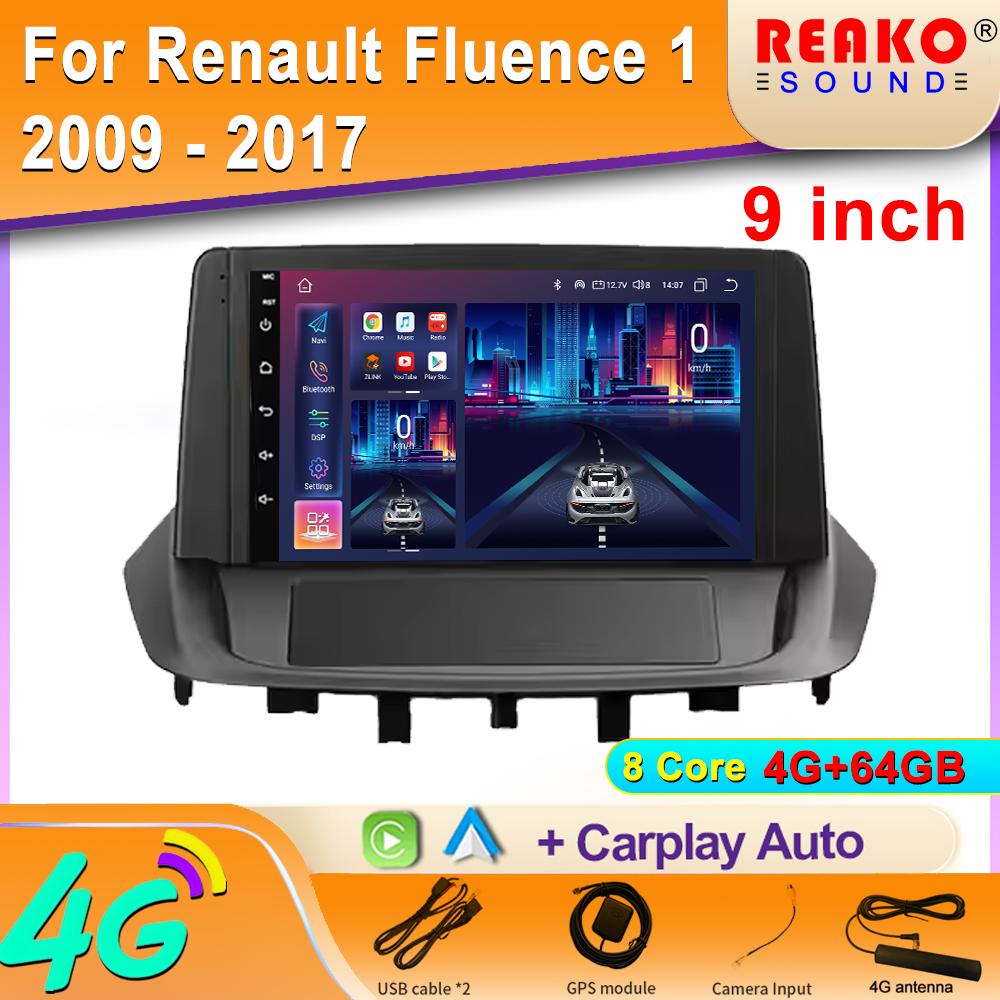 Radio samochodowe Carplay dla Renault Fluence 1 2009 - 2017 Nawigacja GPS Android Auto Bluetooth Stereo Ekran Jednostka główna 2din WiFi