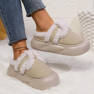 Winter Cotton Slippers Indoor Warm Plush Home Cotton Shoes Women's Thick-soled Slippers 2024 New Ins Style Open-heel Botas Mujer