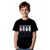 European Size Childrens Crew Neck Short Sleeved T Shirt with Bunny and Egg Hunt Team Pattern