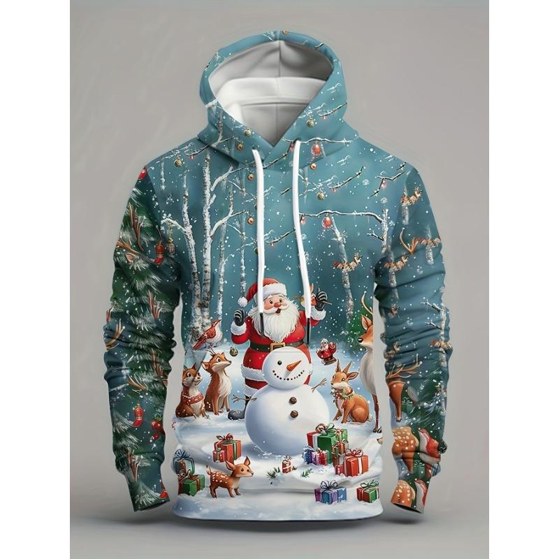 Full Print Christmas Santa Claus Elk Hoodie New In Men Women Casual Pullovers Sweatshirts Clothes Xms Gift Snowman Pullovers