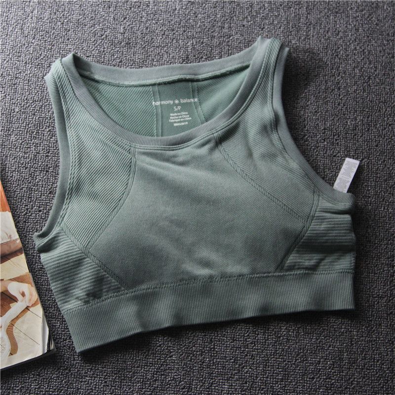 

Yoga Denim High Collar Bra Sports Underwear Denim Green S