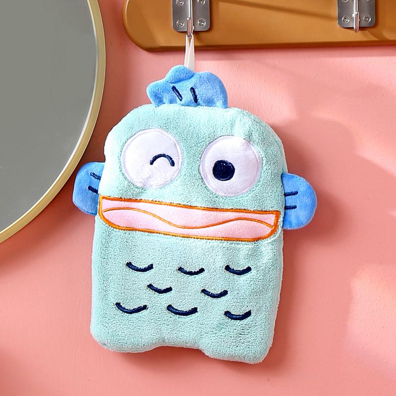 Cartoon Hanging Absorbent Hand Towel - Lint-Free for Bathroom & Kitchen