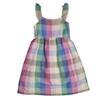 Linen Dress with Checkered Straps 801379 for Girl