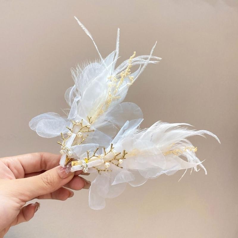 Feather Duckbill Hair Clip Side Hairpin Embroideried Wing Shape Hair Clip for Women Girl Hair Decoration Accessories