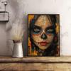 Los Muertos Girl Day of The Dead Skull Makeup Portrait Posters and Prints Canvas Painting Wall Art Picture for Room Home Decor