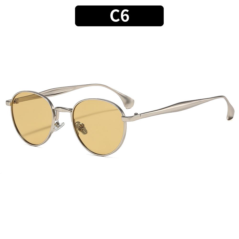 Women's sunglasses, men's and women's retro sunglasses, metal round frame sunglasses.