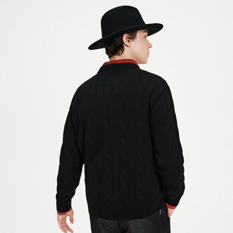 Navigare Men's Wool-Blend Crew Neck Cable Knit Sweater