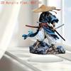 1pcs2D Flat Warrior Acrylic Statue - Traditional Warrior Art Double Sword Decoration, Home Decoration, Office Desk Decoration,
