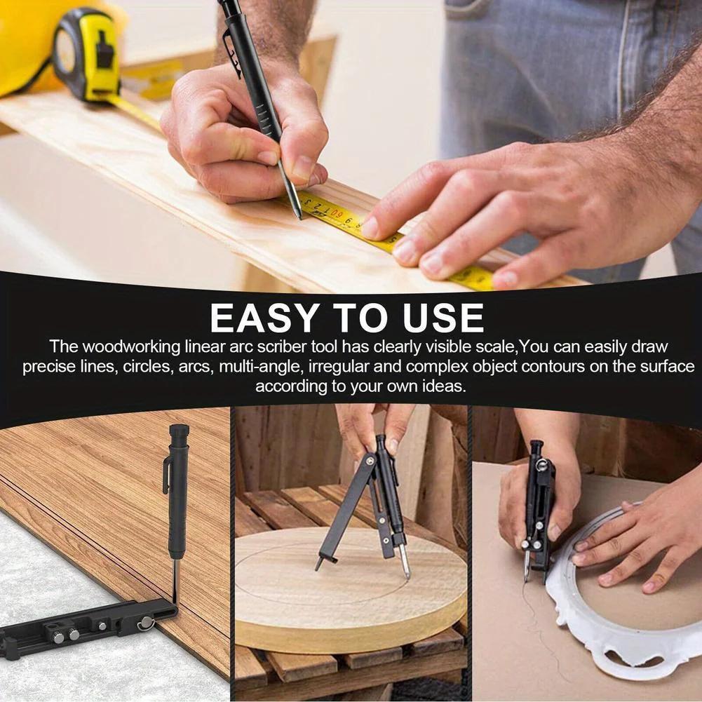 1pc Multi-Function Scribing Tool - Woodworking, Tiling, Contour Profiling, Ergonomic Design, Sturdy Construction