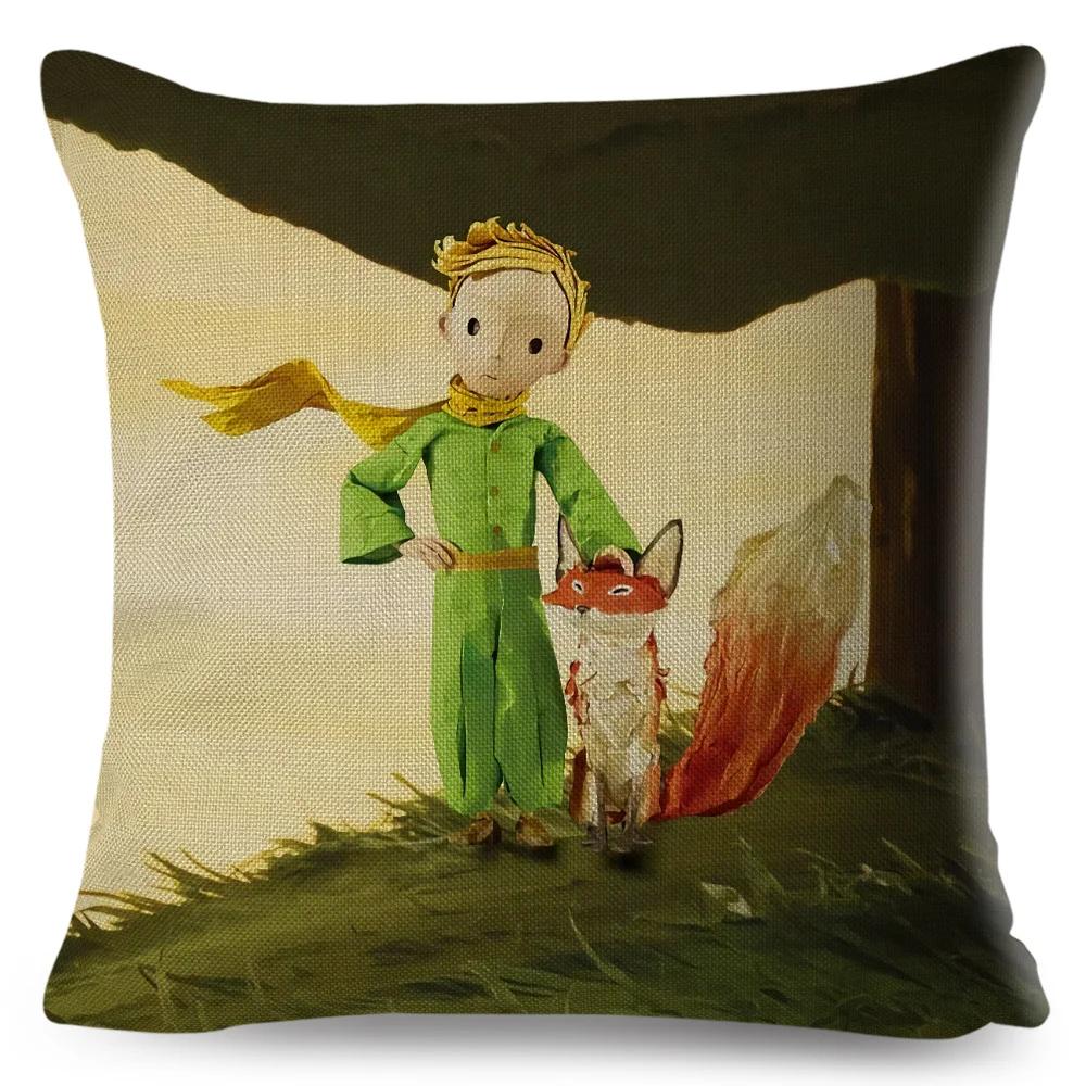 Little Prince Pillow Case Decor Cartoon France Anime Print Cushion Cover for Sofa Home Children Room Linen Throw Pillowcase