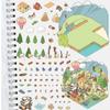 2PCS Meow Meow Camping Notes Sticker Nostalgia PET Cafe Landscape Student Art Picture Cafe Room Decor Community Dormitory
