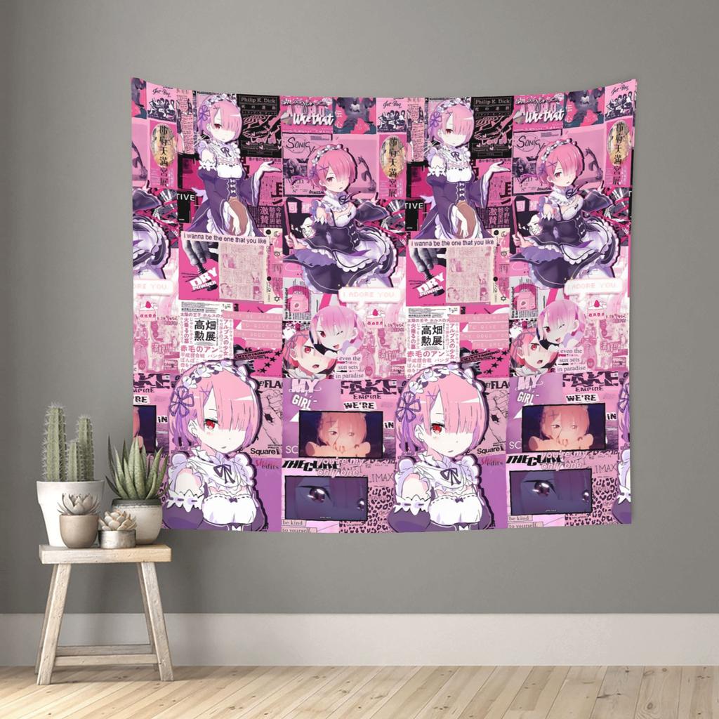 Re ZERO Anime Tapestry Room decoration Ram lockscreen Home Decoration Tapestry Decor Accessories Cute Room Decor