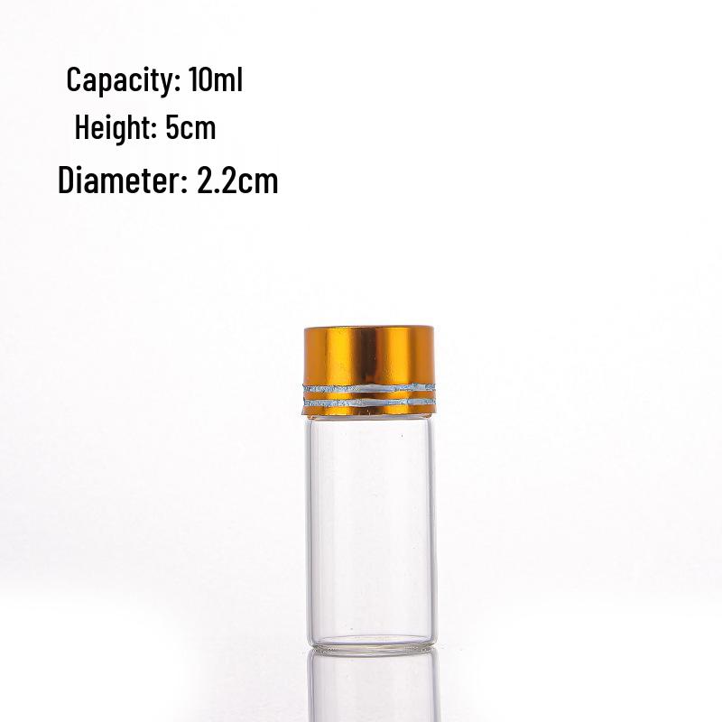 Oxidized Gold Lid Agarwood Saffron Glass Bottle, 22mm Diameter, Thickened Screw-Top Seal