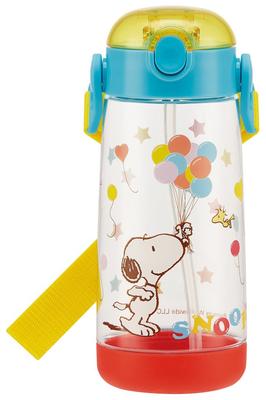 Skater Water Bottle Clear Bottle with Straw Snoopy Disney 480ml PDSH5 Children's