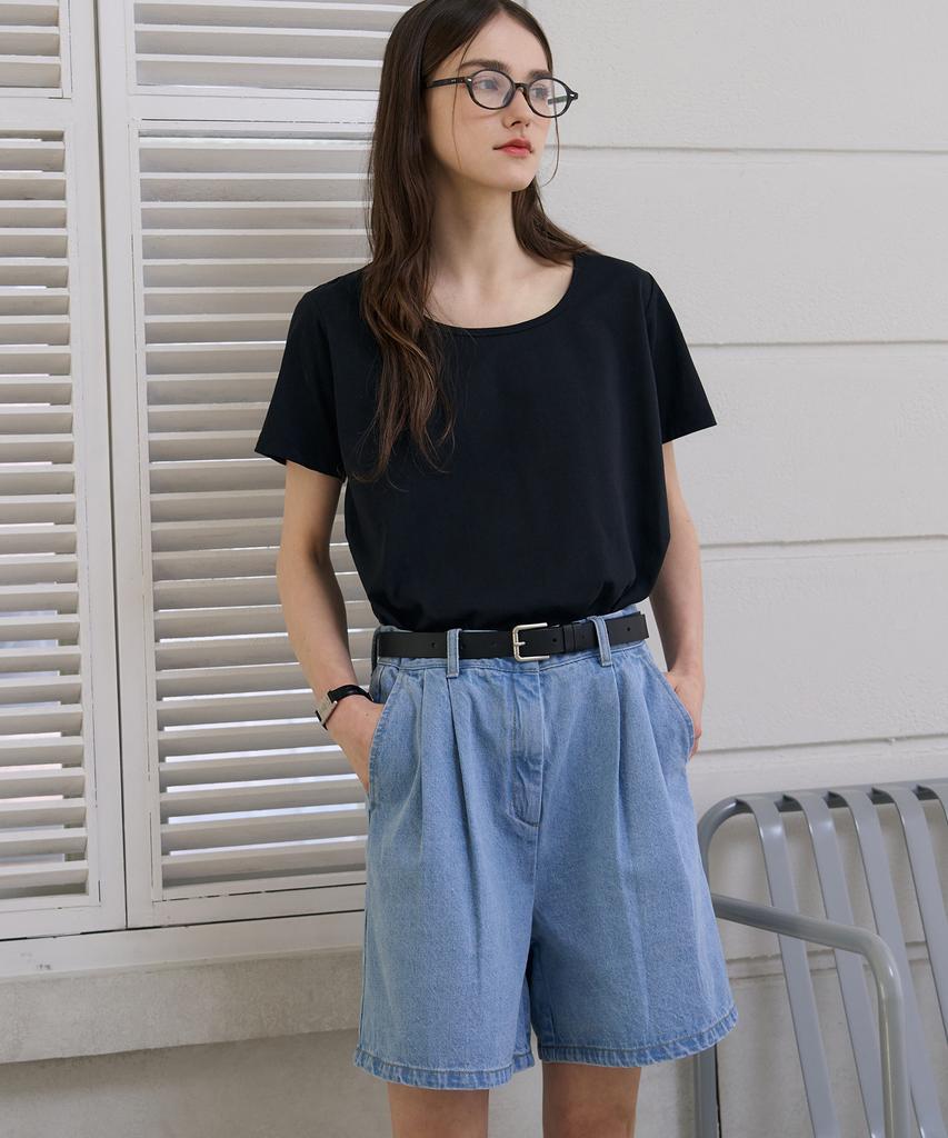 Deuloupisumeon Supima Silket U-Neck Short Sleeve T-Shirt [Beige]