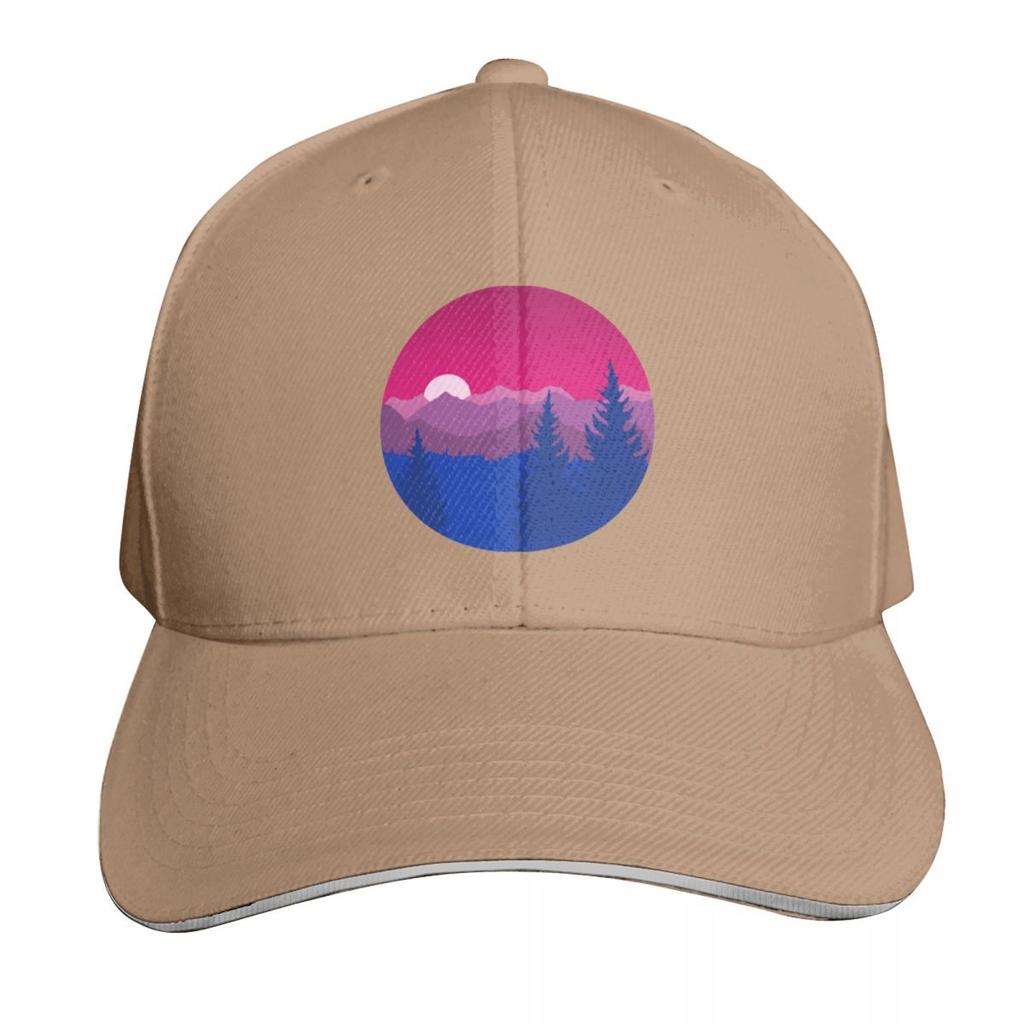 Subtle Bisexual Pride Flag Mountainscape Baseball Cap Unisexs Big Size Hat Mountaineering Western Hat Sunscreen Golf Women Unisexs