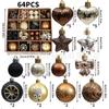 64pcs Christmas Ornament Set - Painted Ball Decorations Tree With Star Heart Bow Design
