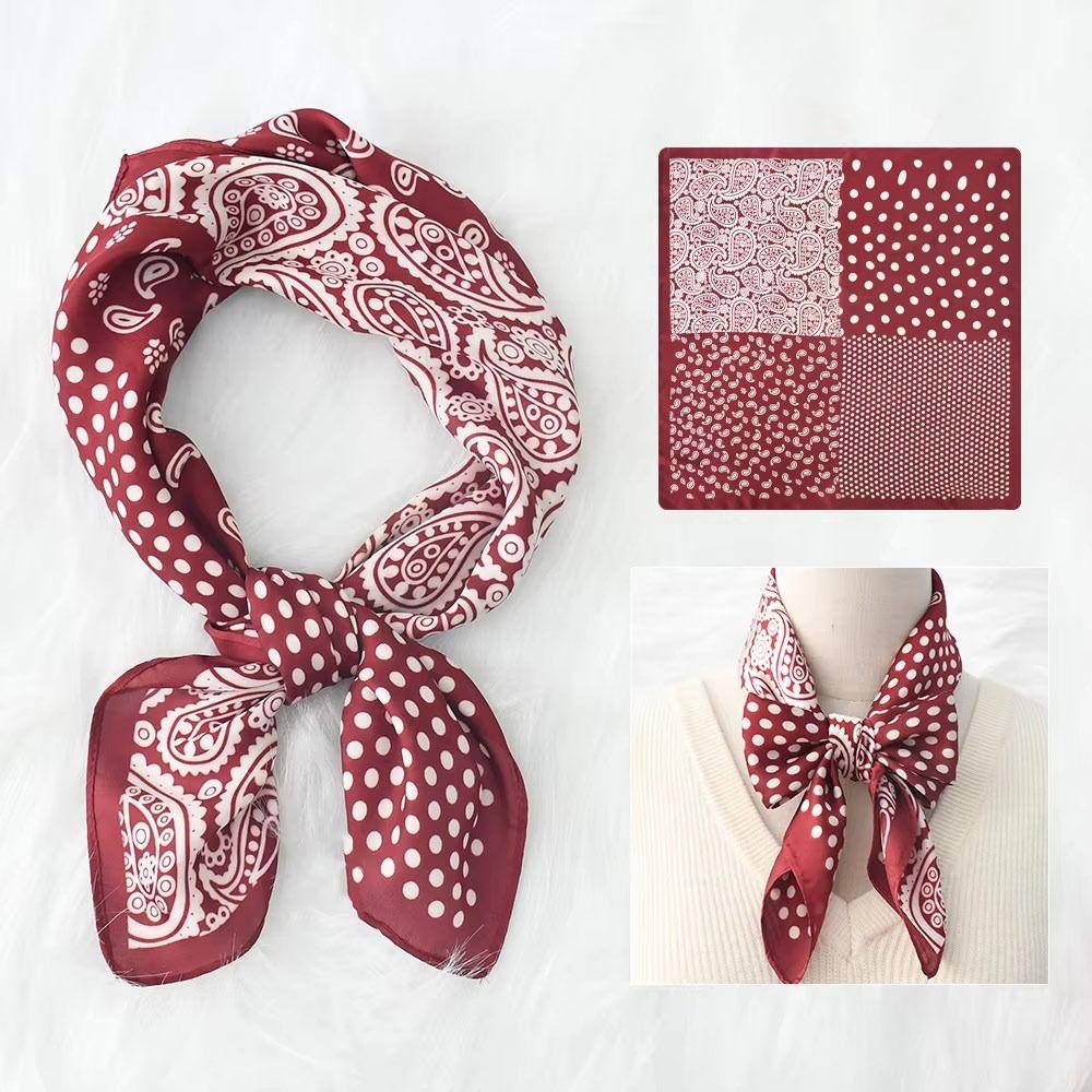 Lightweight Square Neckerchief 70x70cm Purse Scarf Versatile Headscarf  for Women