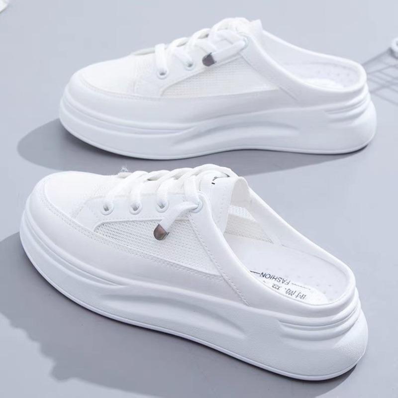 Baotou half slippers women wear summer new mesh breathable casual shoes lazy little white shoes women