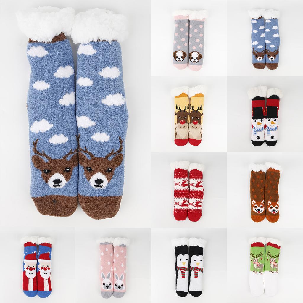 Ladies' Thick Coral Fleece Snow Socks, Lamb Fleece Sleep Socks, Mid Tube Floor Socks, Christmas Gift Socks