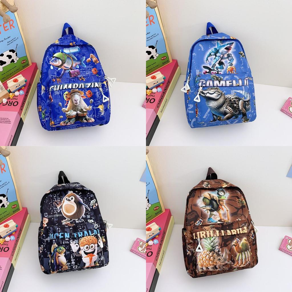 Kids Backpack With Cartoon Italian Brainrot Al Pattern And Ergonomic Shoulder Straps For Preschool And Kindergarten