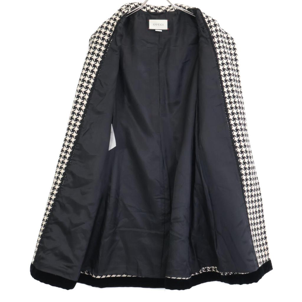 Gucci Excellent Condition Houndstooth with Gold Buttons Coat 38 White X blackUsed